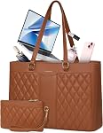 RAINSMORE Sac portable pour femmes 15.6 Inch travail sacs de poche en cuir ordinateur portable de bureau de bout professionnel ordinateur de Purse sac à main femme mallette avec embrayage pour le bureau de l'enseignant Voyage, noir