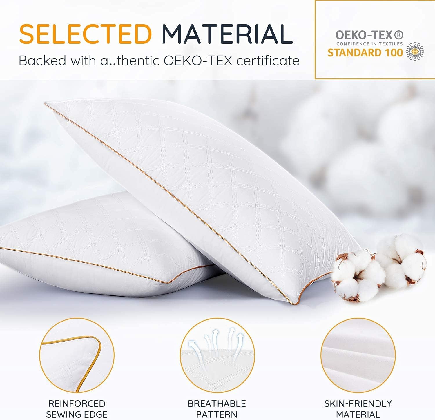 LUTE Bed Pillows Set of 2 (Blue, Queen)…