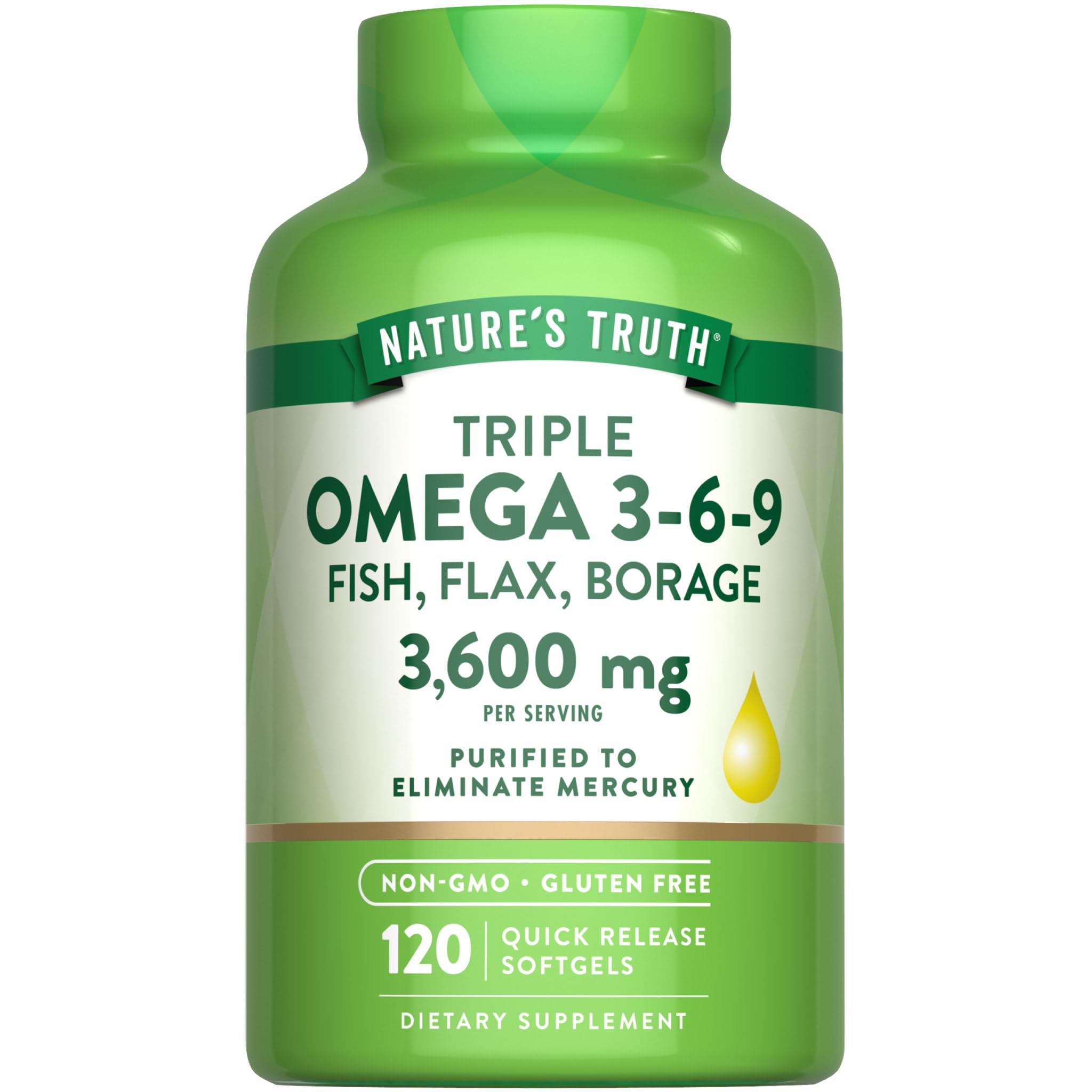 Nature's Truth Omega 3-6-9 Softgels | 3600mg | 120 Count
