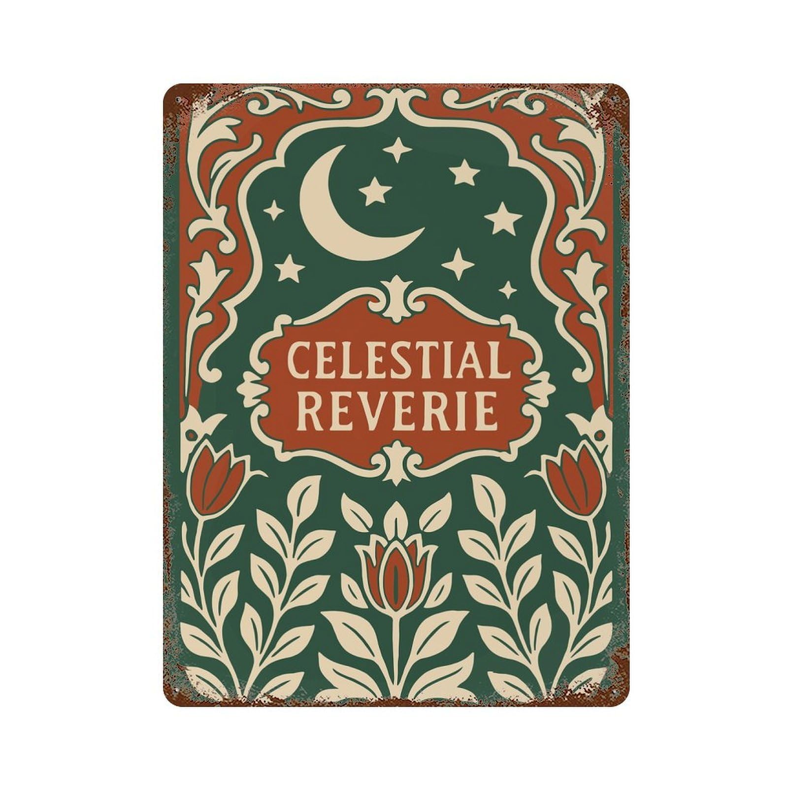 Celestial Reverie Art Nouveau Illustration Rustic Tin Plaque 15.7"x11.8", for Shed, Workshop And Garage Wall Decor, Shabby Chic Decor