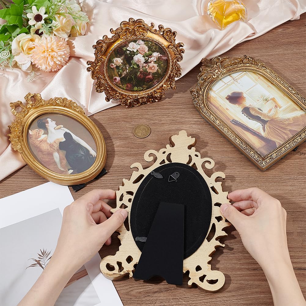 4 kleiner Goldener Vintage Bilderrahmen Antike Bilderrahmen | Barock Fotorahmen Mit Glasfront Tischaufsteller Heim Und Hochzeitsdekor Für Zuhause Party Hochzeit Urlaub Weihnachten
