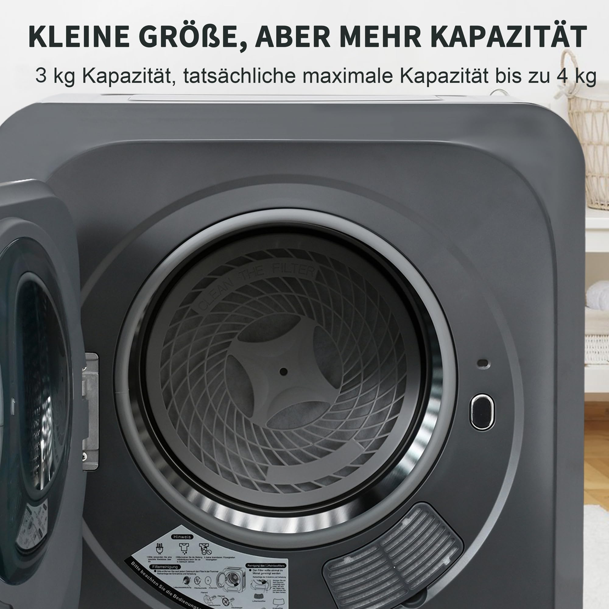 Generisch Secador de gas de acero inoxidable, 4 kg, desinfección UV, montaje en pared, 6 programas, 850 W