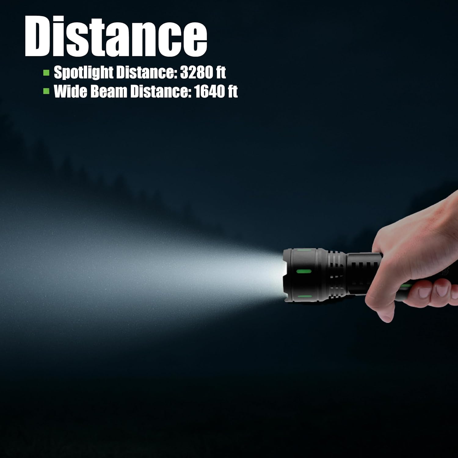 Grip Rechargeable LED Flashlight & USB-C Power Supply - 1000 Lumens - 3280 ft Spotlight - 3 Modes - Aluminum Alloy - Emergency Phone Charger - Camping, Hiking, Walking