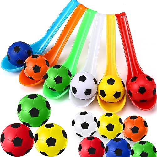 Miniatura 8 de PullCrease Paquete de 12 juguetes de carreras para adolescentes y adultos, juego de carreras de pelota de espuma de fútbol y cuchara para fiesta