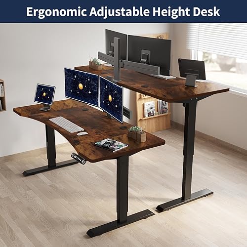 Miniatura 83 de Escritorio eléctrico de pie de 48 pulgadas con puerto de carga USB, escritorio de pie ajustable en altura con preajustes de memoria, amplio Marrón