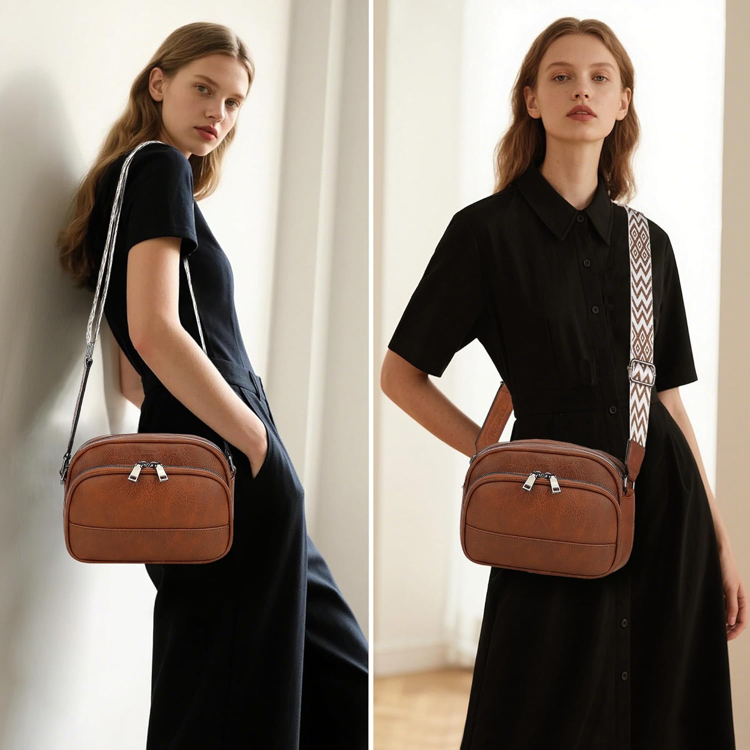 TANTOMI Crossbody Bags for Women Crossbody Purse Cross Body Shoulder Purse Trendy Vegan Leather with Wide Strap - Image 2