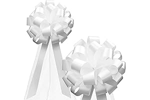 White Wedding Pull Bows with Tulle Tails