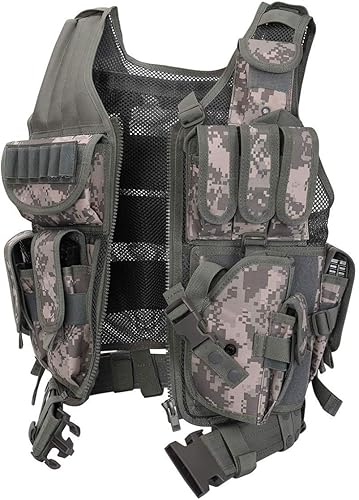 Miniatura 3 de Chaleco táctico Molle Militar de Airsoft Paintball Chaleco de asalto SWAT Chaleco ligero y transpirable, 40X50CM, ACU