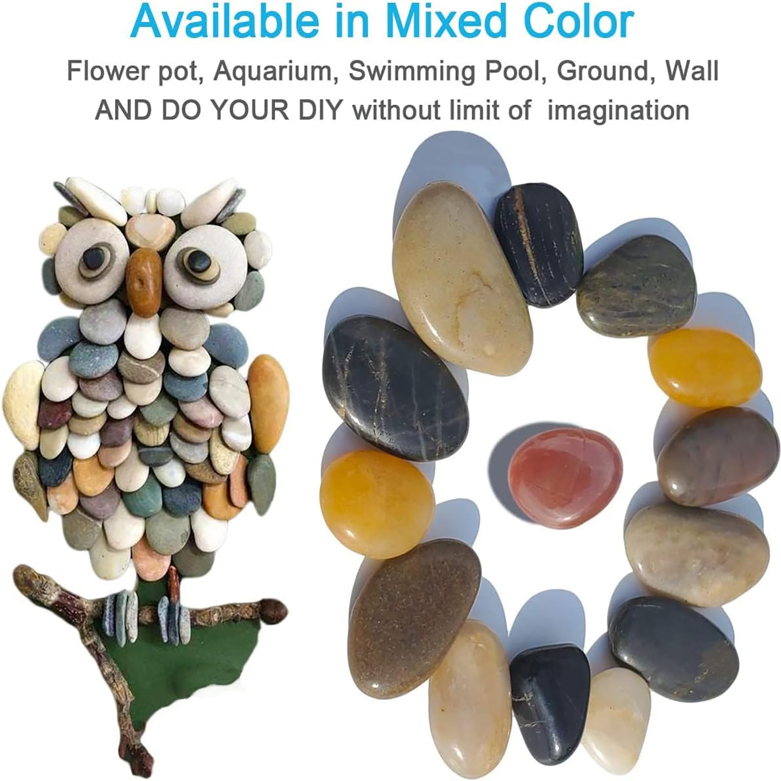 Emily Pets River Rocks for Plants 1-2 Cm Natural Decorative Stone for Indoor Pots or Vase or Outdoor Garden Landscaping Polished Mixed Pebbles for Planters (1.95kg) 2