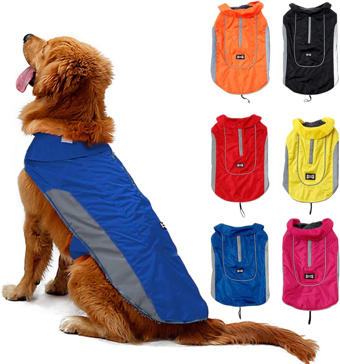 TFENG Waterproof Dog Coat Warm Vest Puppy Jacket with Fleece Lining Blue M