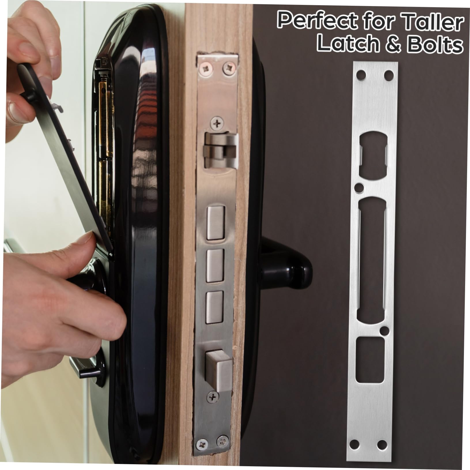 NUOBESTY 9 Ensembles Gâche De Serrure Renfort De Porte Plaque De Frappe À Pèlerinage Extérieur Gâche De Sécurité Plaque De Serrures De Sécurité De Porte Acier Inoxydable 2 Pièces * 9