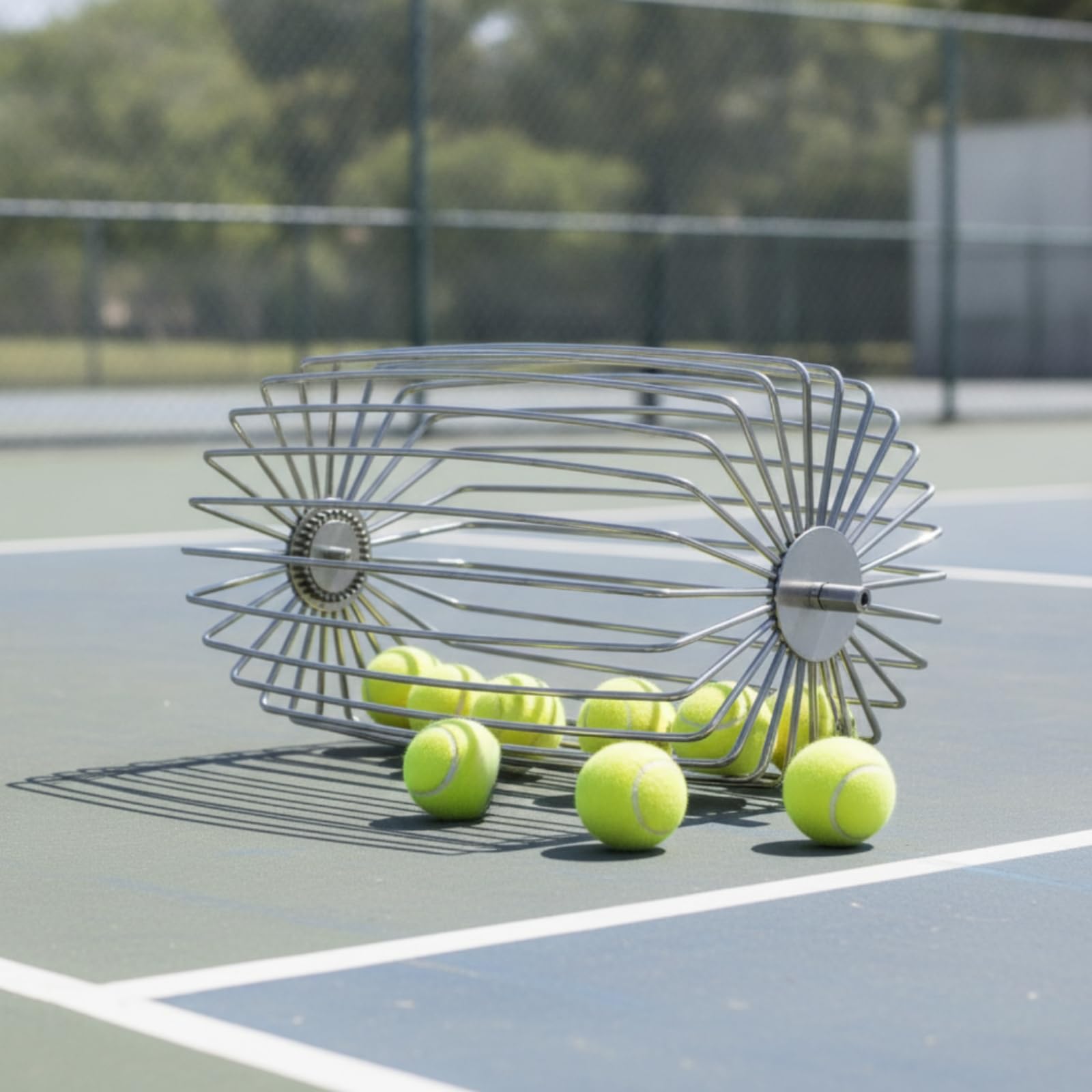 MERIGLARE Ramasseur Balles Tennis avec Manche Télescopique 78 à 115 Cm et Poignée Noire Confortable pour Une Utilisation Efficace Pendant Les Séances d'Entraînement Sportif.