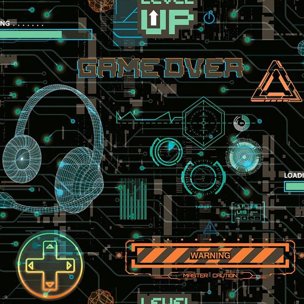 Yöl Boys Light Gamer Matrix Video Glitched Multicoloured Wallpaper - Bedroom Neon Retro Trendy Play Room