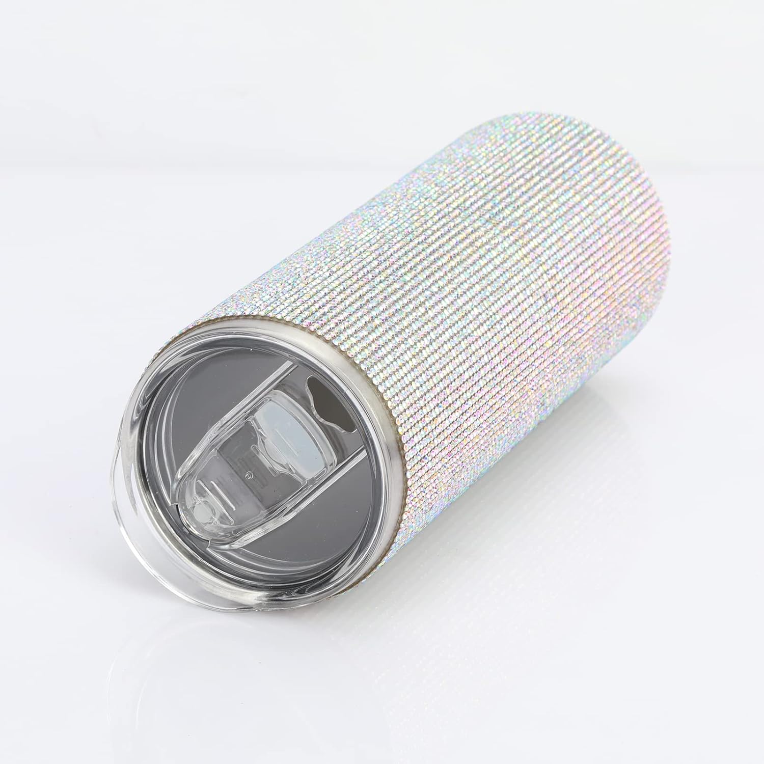 Diamond Stainless Steel Insulated Water Bottle With Straw & Brush - Reusable Leak-Proof Glitter Bottle for Women - Iced Coffee Cup Multicolor