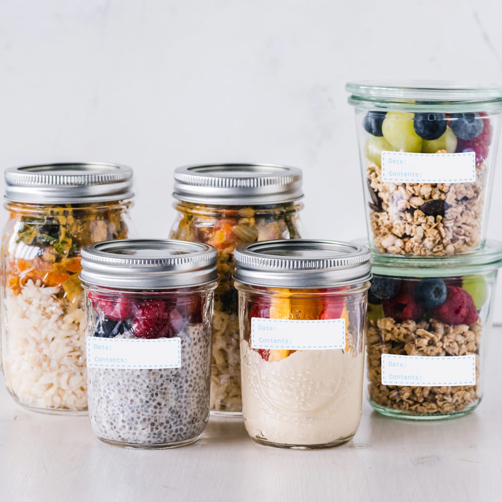 Lot De 3 Rouleaux Détiquettes Alimentaires Amovibles pour La Conservation des Aliments Autocollants Adhésifs pour Conteneurs Et Bocaux 2 Rouleaux X 3