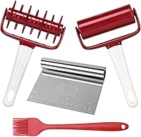 Vista 9 de Juego de herramientas de pizza de 3 piezas, incluye rodillo de pizza de pastelería, cortador de masa de pizza que ahorra tiempo y cortador de masa