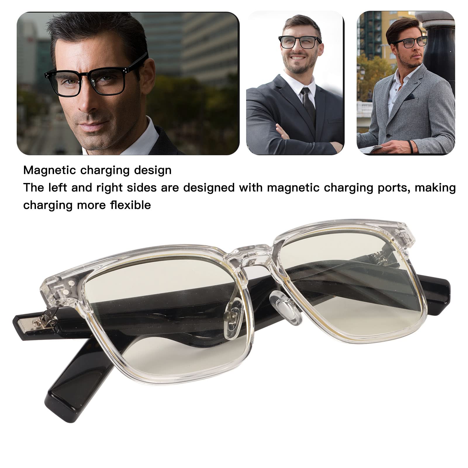 Gafas Inteligentes, Auriculares con Manos Libres, Gafas Bluetooth, Antiluz Azul, Resistentes Al Agua, para Música, Reuniones, Conducción, Juegos, Viajes, Batería de 6 Horas