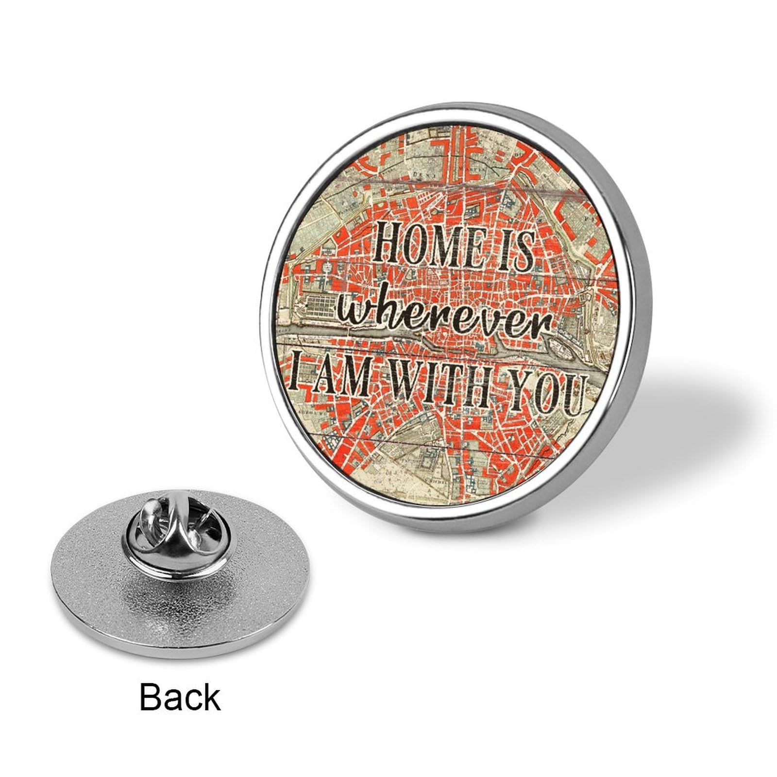 Emaille-Anstecknadeln "Home Is Wherever I'm With You", Anstecknadeln für Rucksäcke, Familie, Gebetsknopfnadeln, Retro-Chic-Karte, Reisen, einzigartige Pins für Rucksack, Jacken, Kleidung,