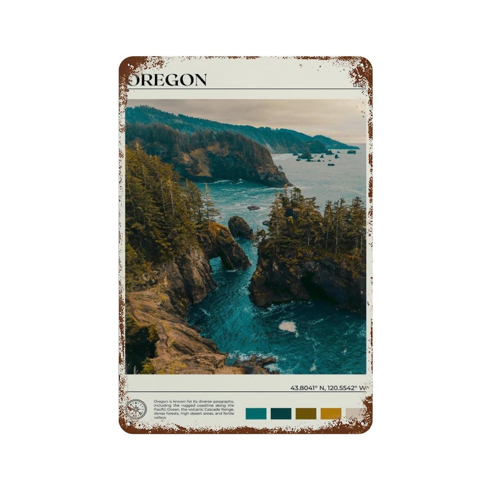xiaoxiaoshen Real Photo Oregon Decor USA Wall Decor Art Metal Tin Poster Modern Home Decor Art Home Bar Shop Decorations Vintage Sign 30x20cm