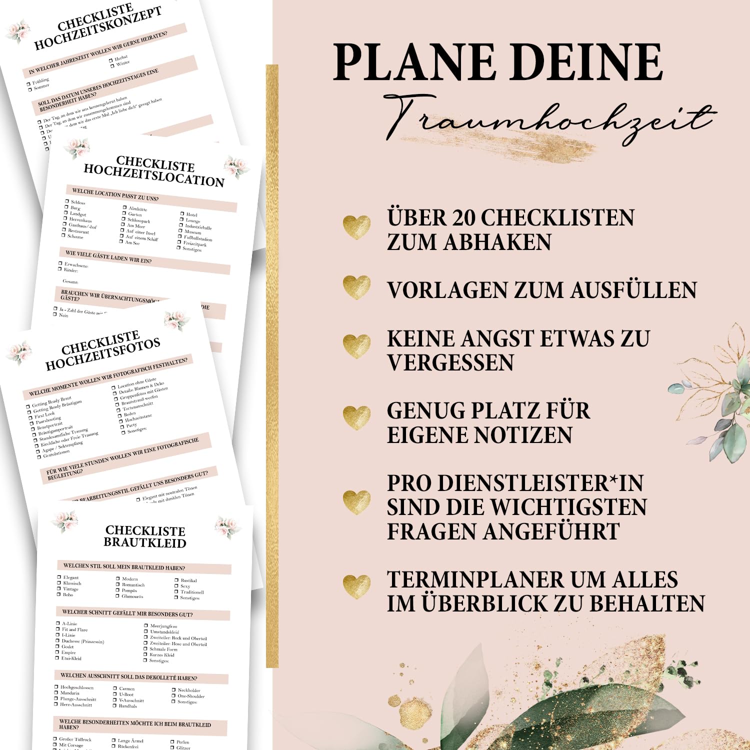 Hochzeitsplaner & Gästebuch Bundle – Hochzeitsordner für die Planung, Gästebuch für die Hochzeit inkl. kreative Hochzeitssticker