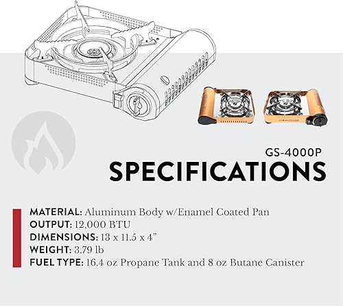 Miniatura 3 de Gas ONE GS-4000P - Estufa de campamento - Estufa de propano o butano de primera calidad con práctica funda de transporte - Patentada - Ideal para