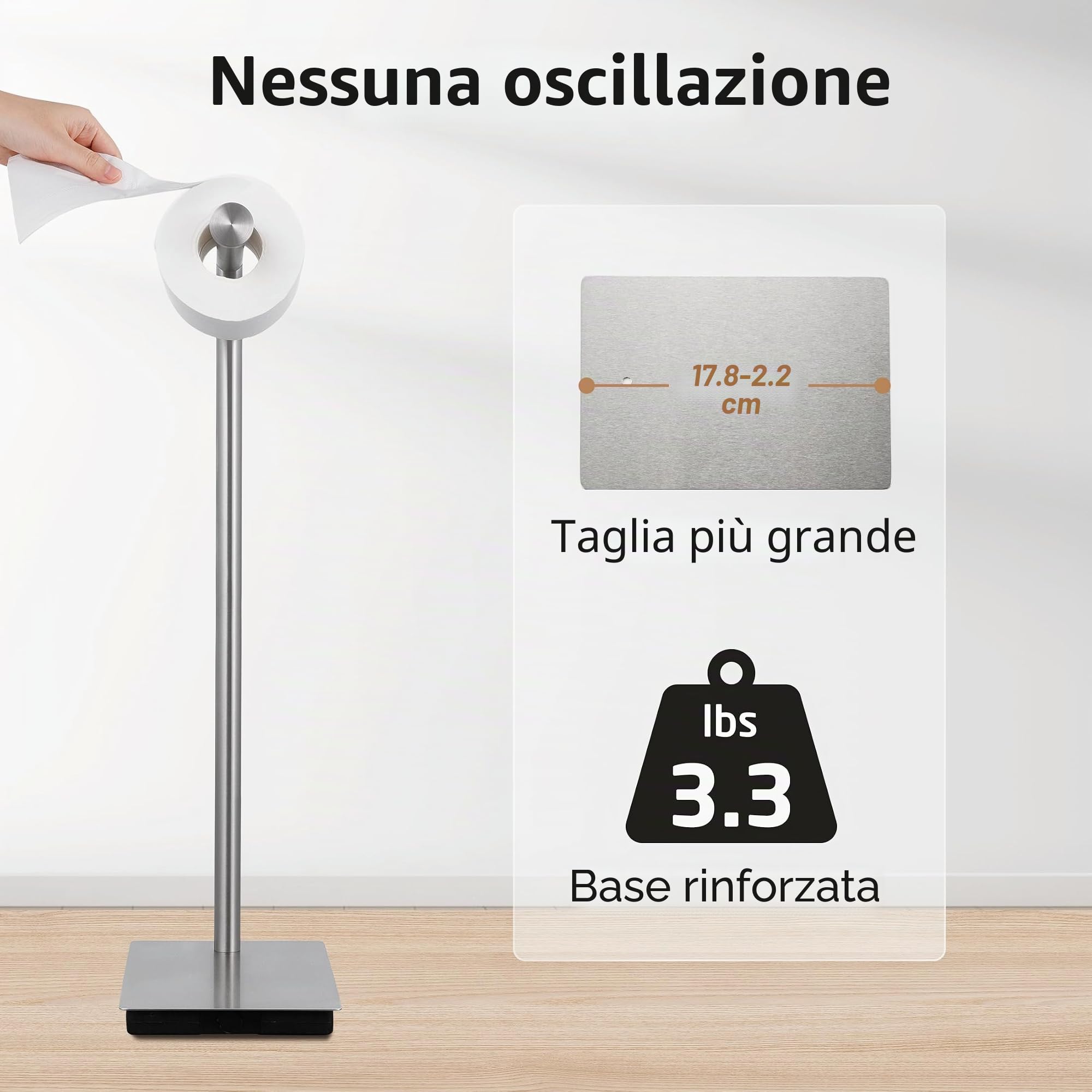 KES Porta Carta Igienica Autoportante Supporto per Bagno Porta Carta Igienica Acciaio Inossidabile Acciaio Spazzolato, BPH286S1A-2 | Base ponderata in acciaio inox SUS304, finitura spazzolata, BPH286S1A-2