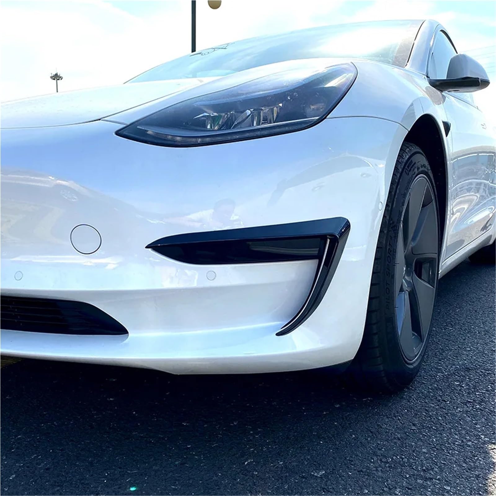 Spoiler dachowy Do Tesla Model 3 Model Y 2017-2023 Przedni Zderzak Przeciwmgielne Światło Nóż Wiatrowy Spoiler 1 Para CarLamp Trim Cover Light Eyebrow tylny spojler(Model Y Glossy Black)