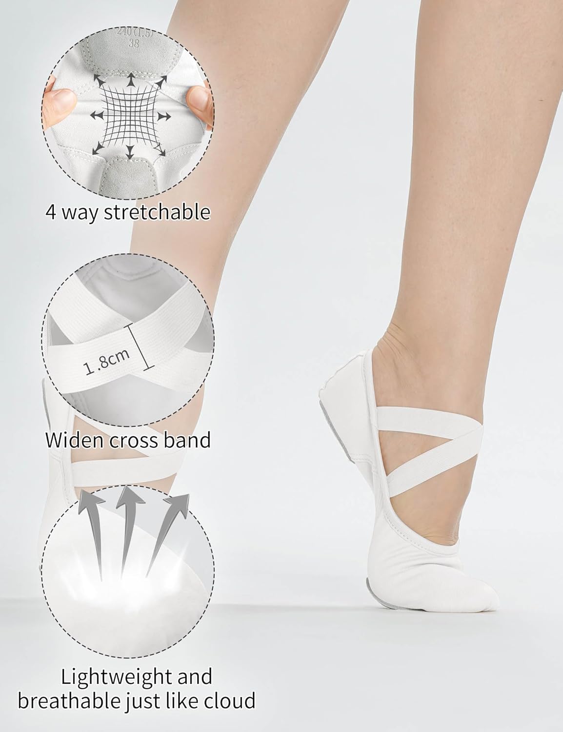 Cloud Soft 4 Way Stretch Canvas Ballet Shoes Split Sole Dance Slippers for Toddler Girls, Little Big Kids Training - Image 4