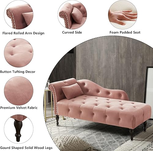 Miniatura 83 de Setawix Tumbona de terciopelo para interiores con almacenamiento para sala de estar, dormitorio, oficina, extremo de brazo enrollado de la cama,