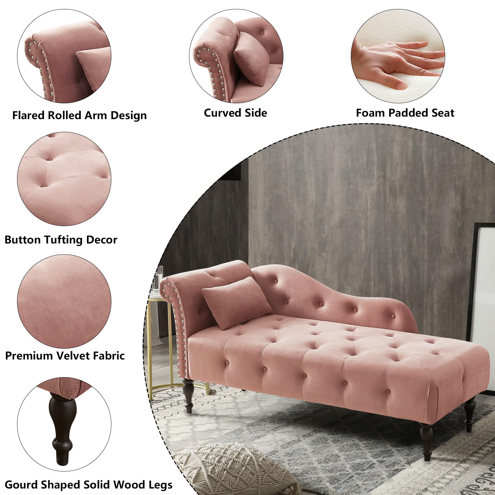 Amazon.com: Setawix Velvet Indoor Chaise Lounge Chair for Living