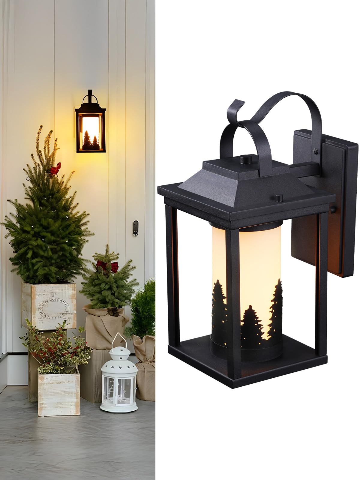 LEONLITE Outdoor Wall Lights, Cottage Style Christmas Wall Sconce, Max 60W E26 Base, Exterior Light Fixtures Wall Mount, Porch Light, Wall Lantern