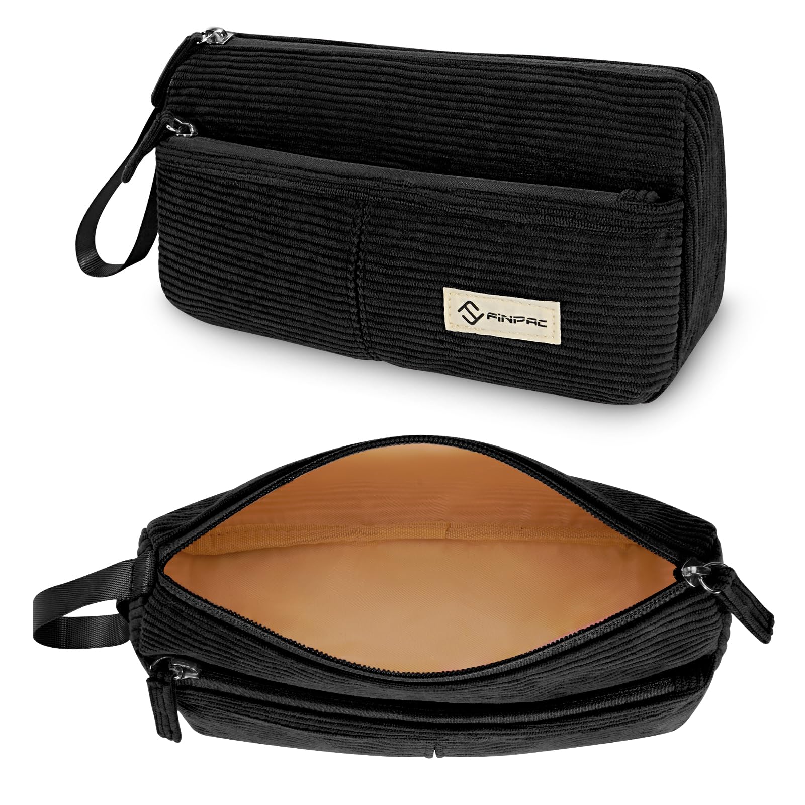 FINPAC Pencil Case, Corduroy Triangle Makeup Bag Kawaii Pen Bag Pouch