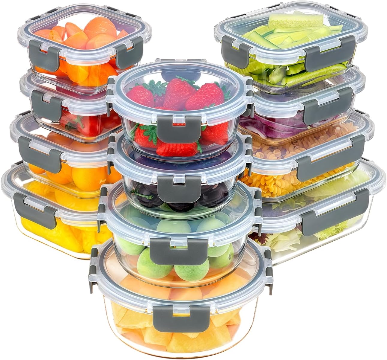 KUMD 50 pièces Contenants hermétiques pour nourriture | Étanches, sans BPA, sûrs au micro-ondes - Organisateurs cuisine garde-manger, préparation repas, congélateur (25 contenants + 25 couvercles) — vue 10