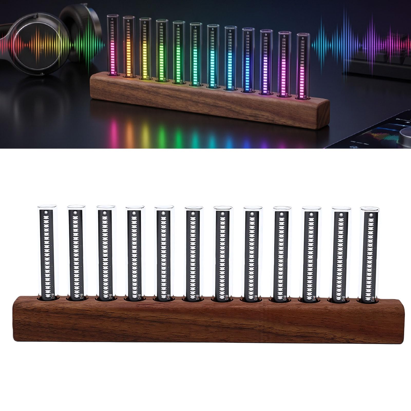 Wyświetlacz LED Widma Muzycznego, Gadżet Domowego Wizualizatora Audio | 240 koralików RGB, wbudowany mikrofon, analizator dźwięku do dekoracji wnętrz, imprez i wydarzeń muzycznych