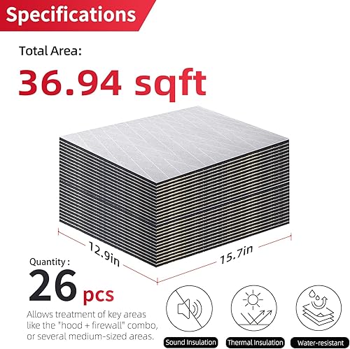 Miniatura 2 de Material de muerte de sonido para automóviles, 15.512 in (0.394 in) 36.94 pies cuadrados - Aislamiento de ruido automotriz y material de