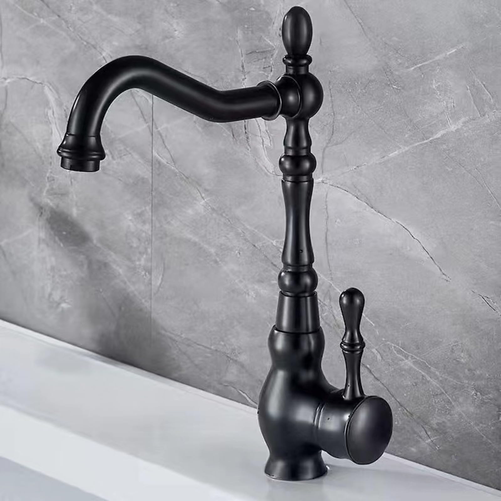 Fanjubei Black All-Copper Hot And Cold Water Washbasin Rotating Faucet