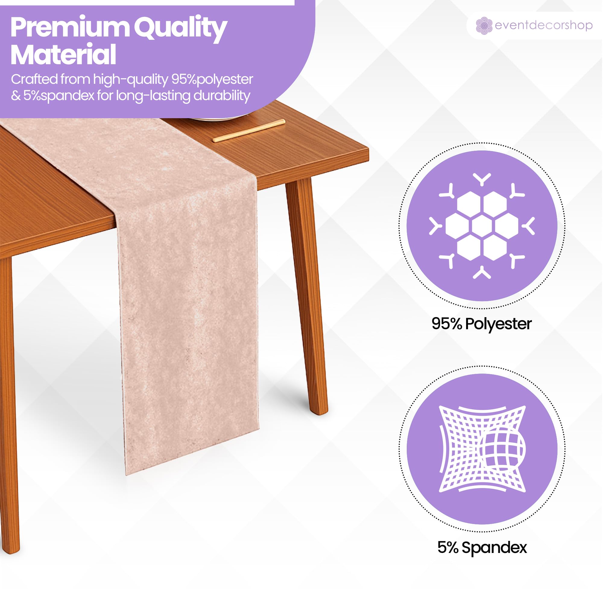 Lot de 10 chemins de table en velours écrasé pour fêtes et événements - Décoration de table de banquet de luxe - 33 x 274 cm - Pour mariage, printemps, Noël, maison, salle à manger