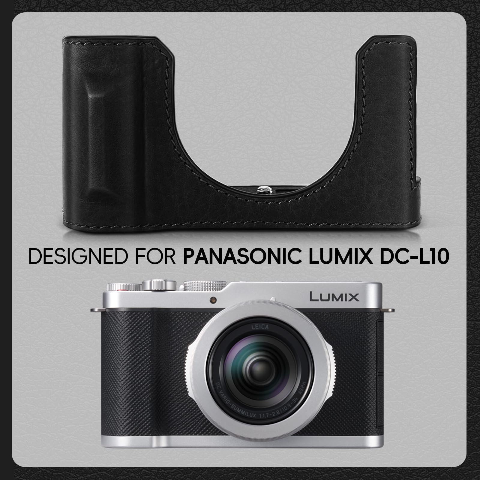 kinokoo Cuir Véritable Housse pour Panasonic LUMIX DC-L10 Caméra - Noir