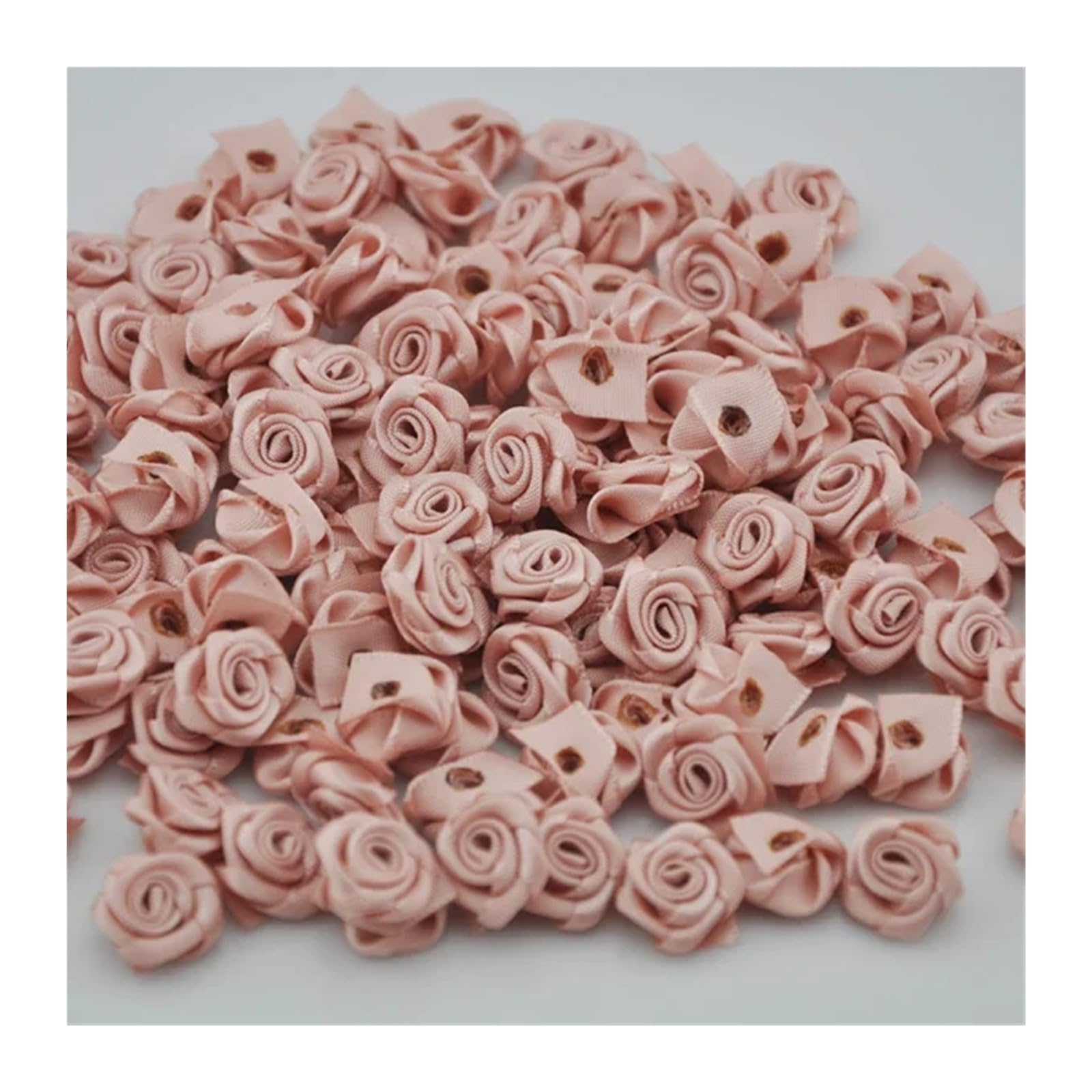 Ndsjaie Gold Fabric Flowers Home Decor 50Pcs Satin Ribbon Flower Rose Craft/Wedding Appliques Lots Colors For Wedding Celebration Decor(Gold)