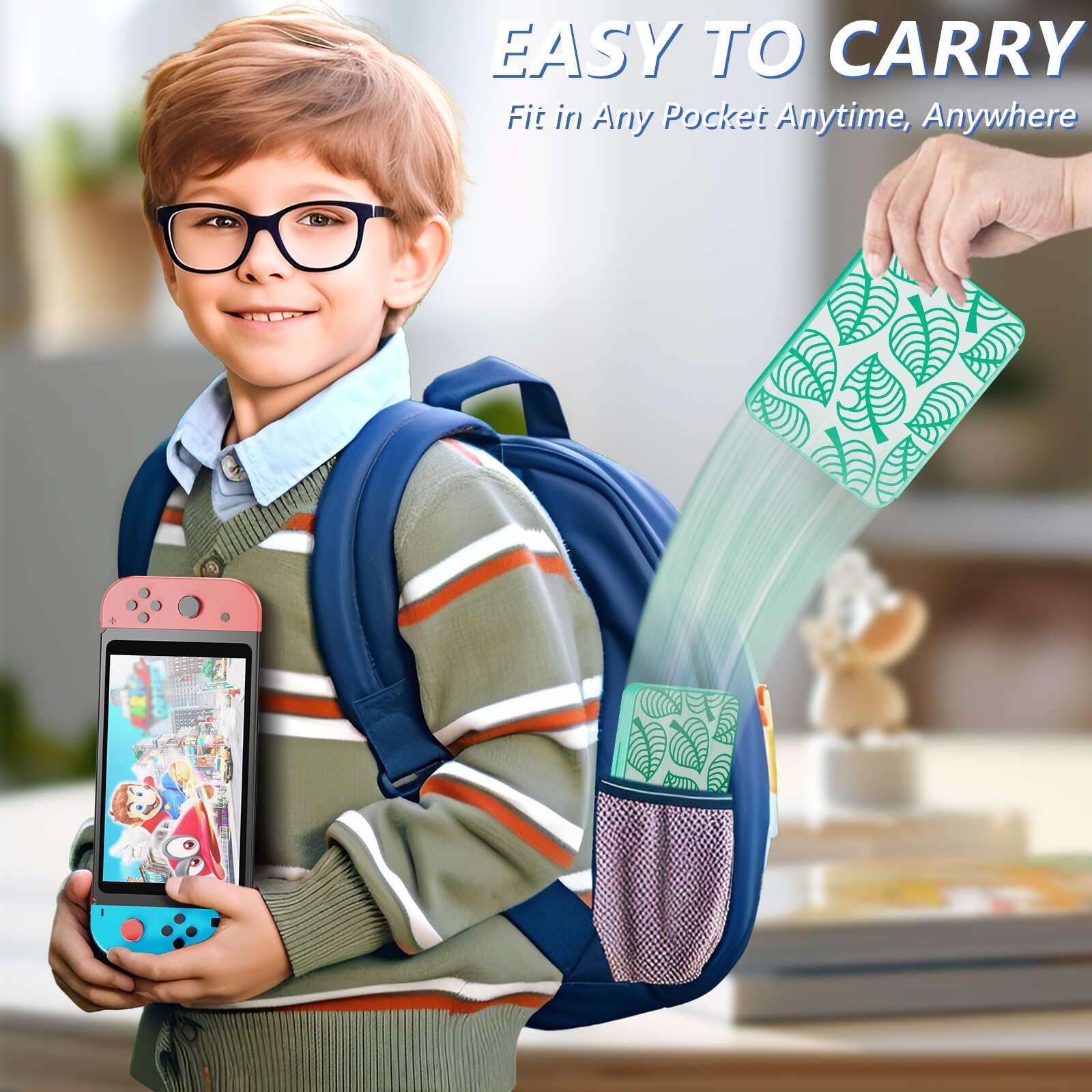 LUCYLANKER Étui de Rangement pour Jeux Switch Lite NS Peut contenir jusqu'à 16 Jeux Système de Rangement de Protection Organisateur de Cartes de Jeu Étui Rigide avec 16 emplacements (B)