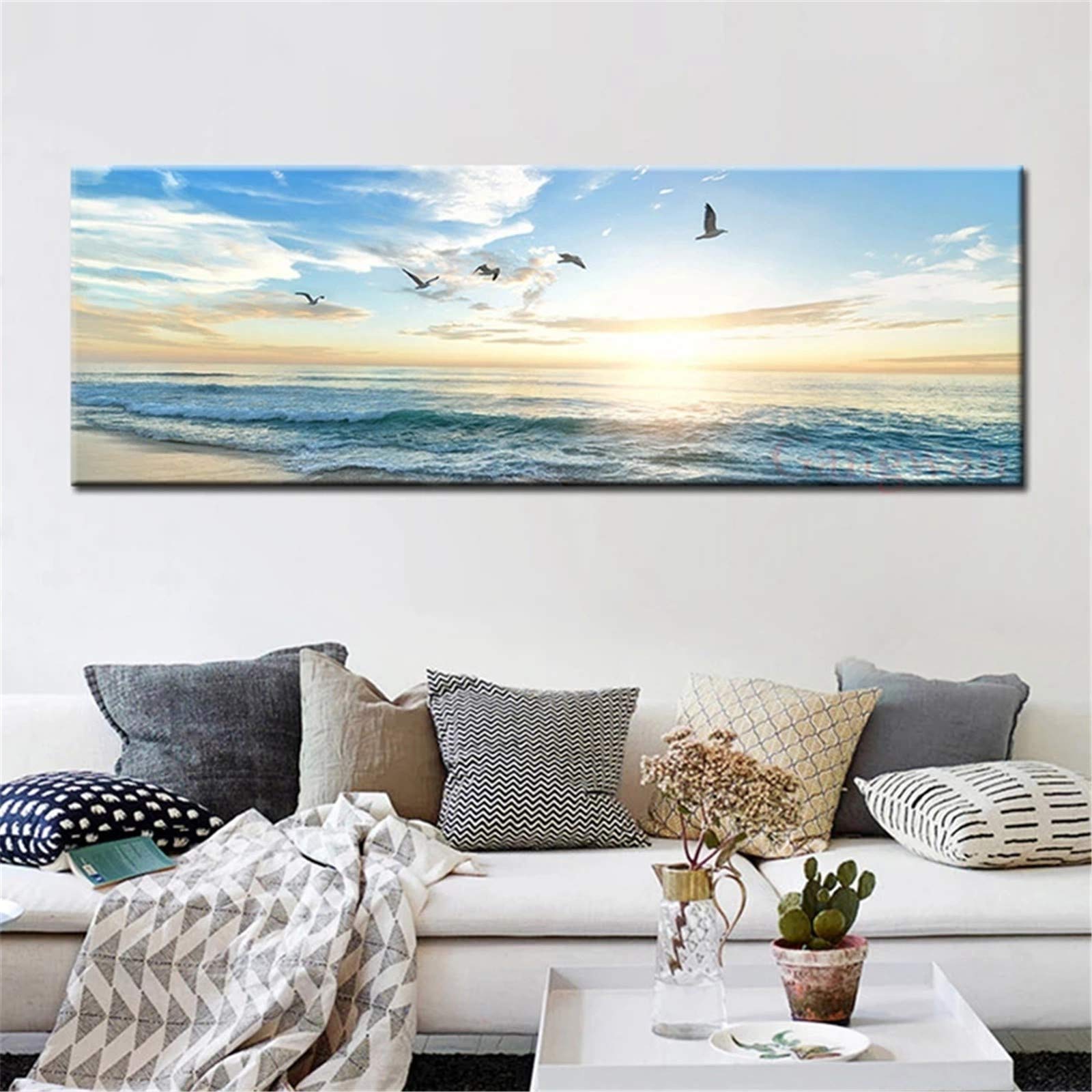 Kit broderie diamant 5D oiseau mer 16x48inch pour grand mur vide de chambre