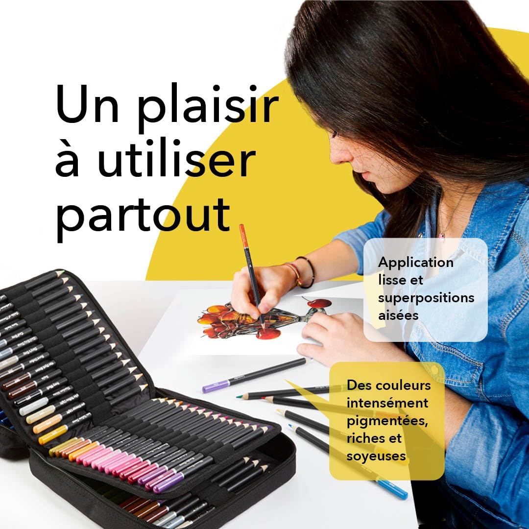 Castle Art Supplies Lot de 120 crayons de couleur avec fermeture éclair | Mines de couleur souples de qualité pour artistes adultes, professionnels et coloristes | Dans une pochette à fermeture éclair