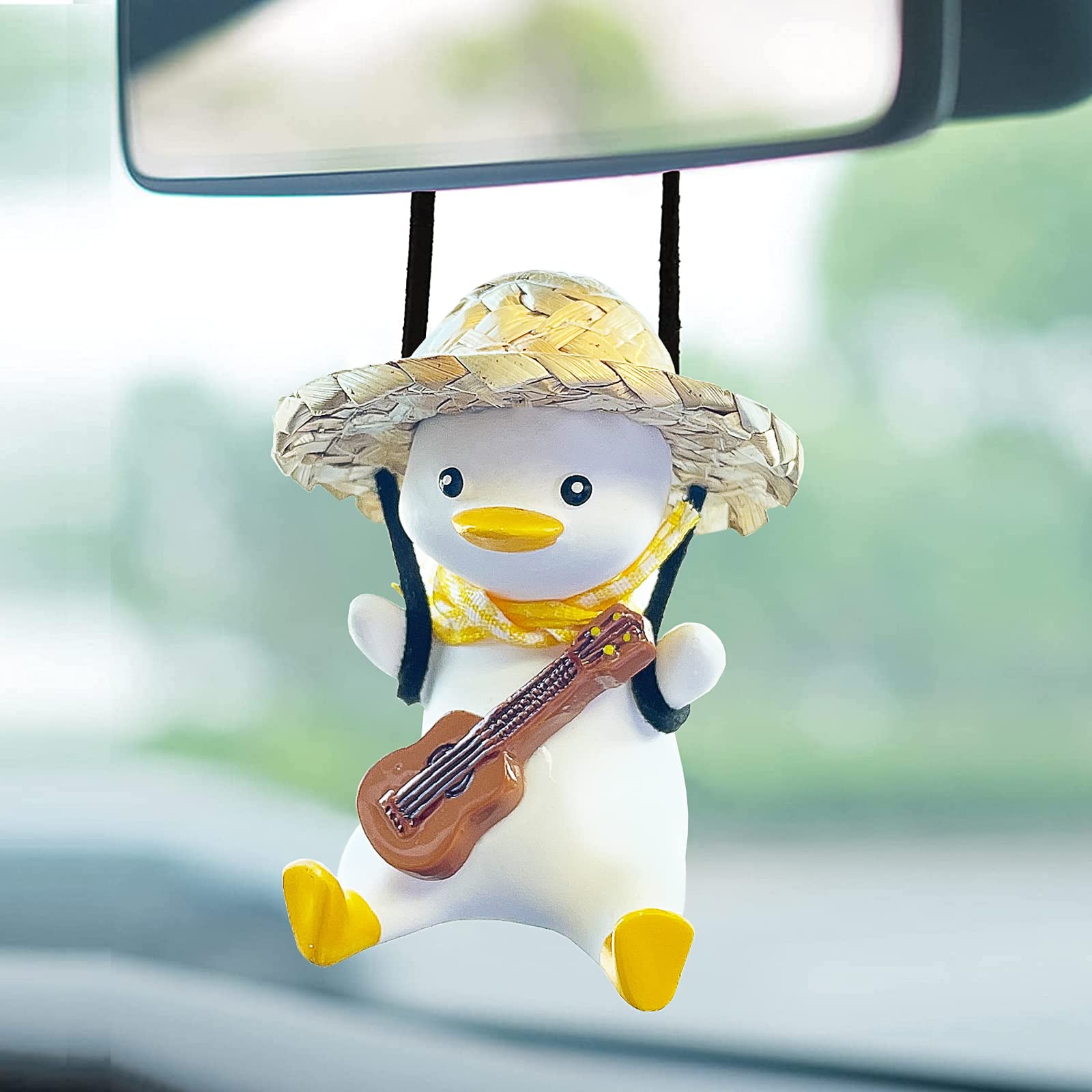 Swing Duck Car Hanging Ornament Cute Swing Duck Car Decoration Accessories Rear View Mirrors Ornament Auto Interior Hanging Duck Decoration (Yellow Duck)