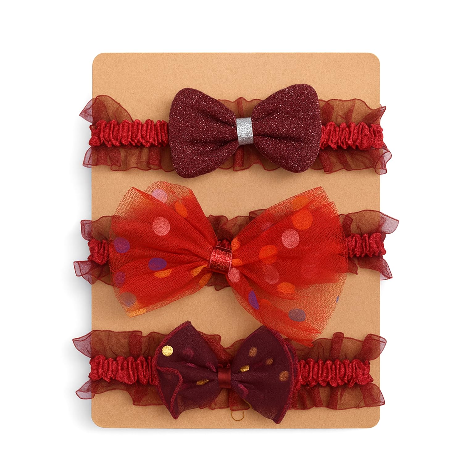 SYGA 3 Pcs Baby Headband Set – Polka Dot and Fabric Bows Designs – Soft, Stretchy Elastic, Infant & Toddler Headbands, Perfect for Newborns, Photoshoots & Gifts (Red)-image-36