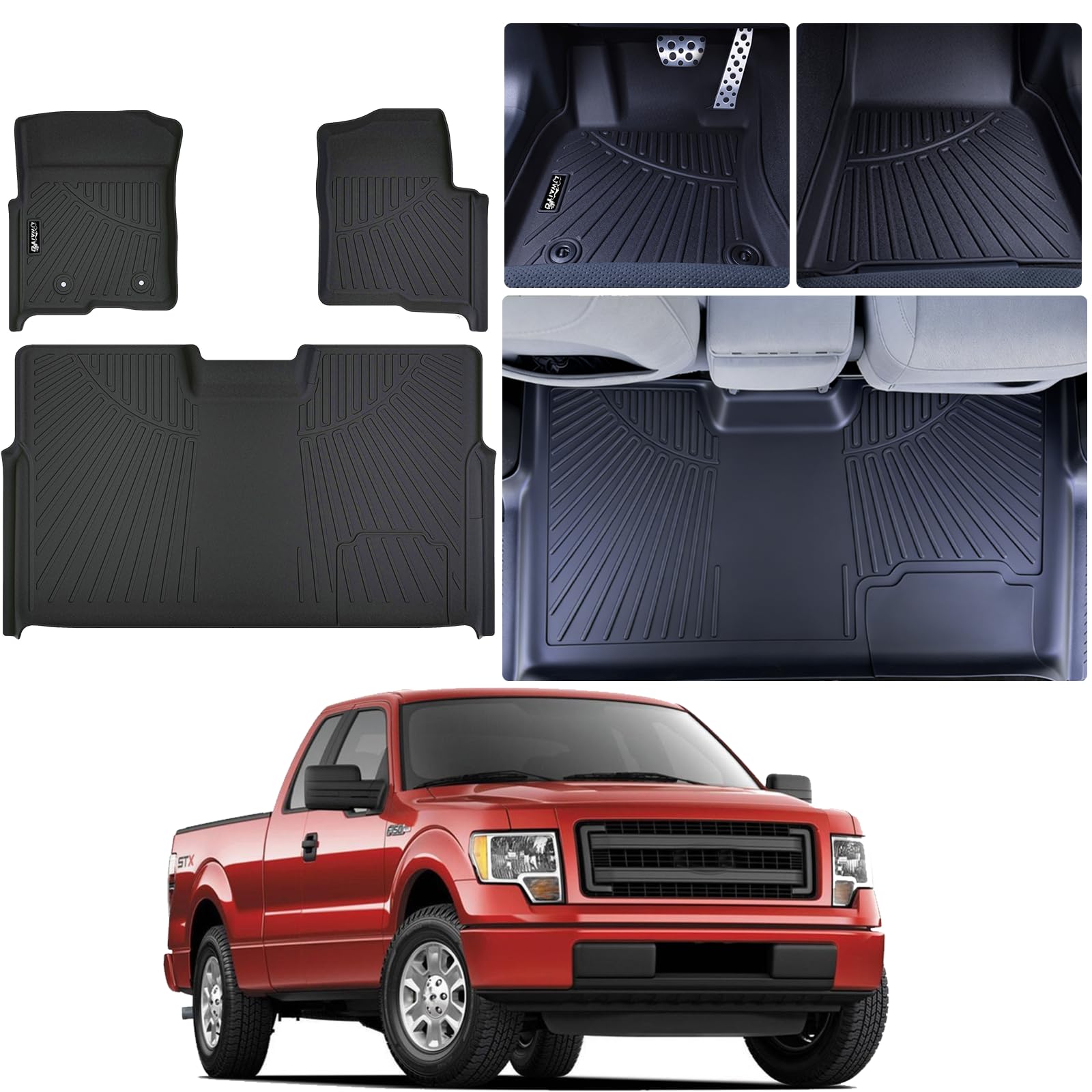 LJWAITO Floor Liners & Cargo Liners & Backrest Mat for 2016-2025 2026 Dodge Durango 6 Seats-2 Row Bucket Seat，TPE All Weather Protection Car Floor Mats with Trunk Mat Covering The Backrest — view 9