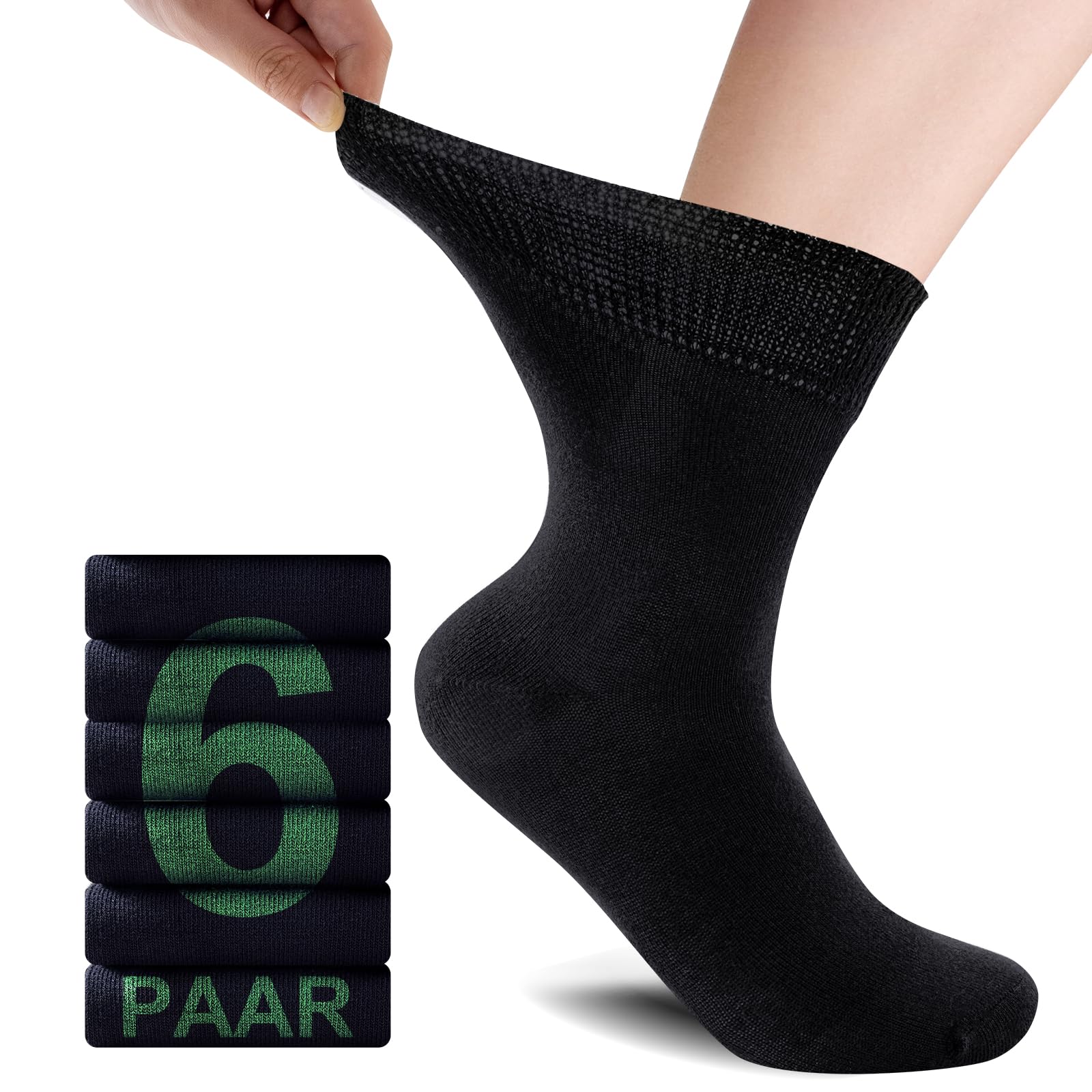 SockWaddles calcetines diabéticos mujeres hombres, 6 pares de calcetines de bambú para diabéticos sin cintura elástica, calcetines holgados para embarazadas y ancianos
