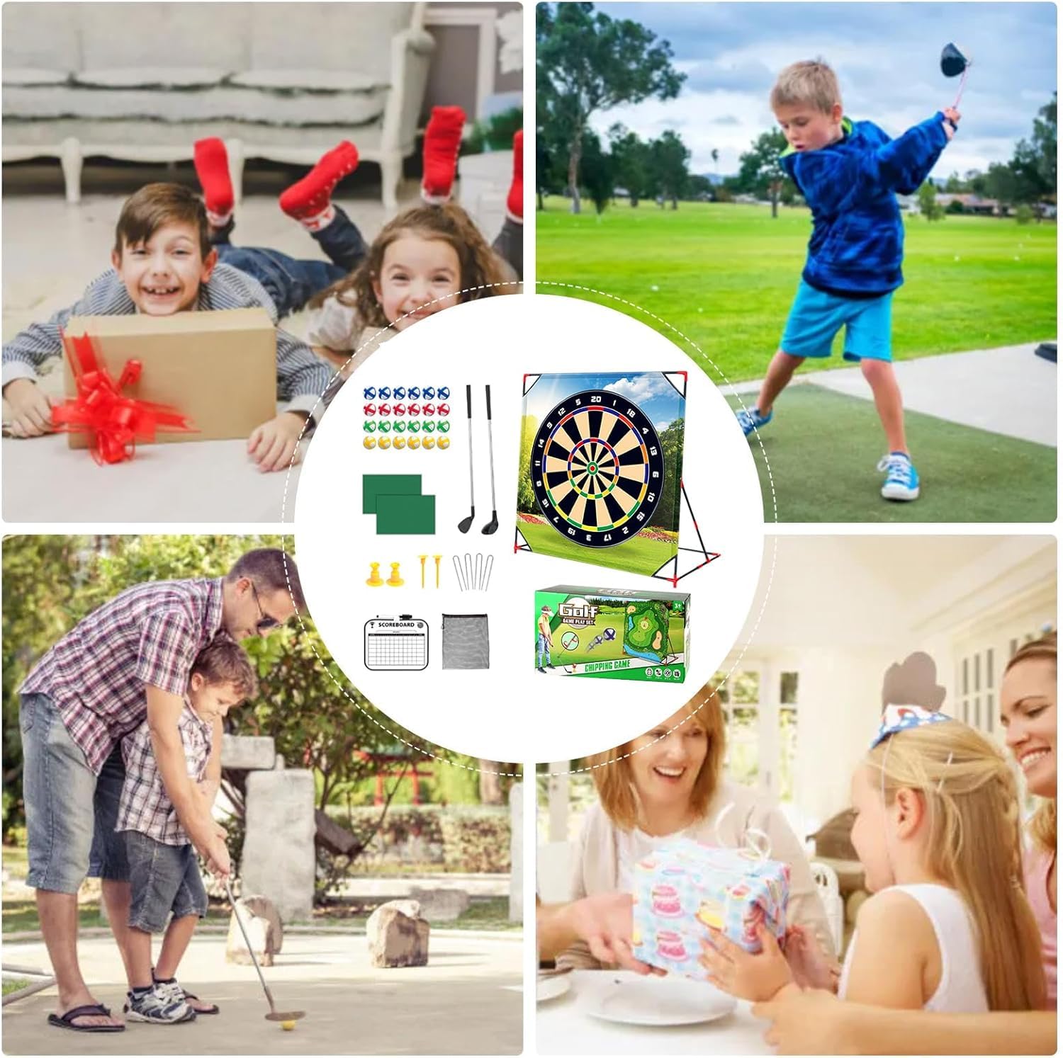 Golf Spielset für Zuhause mit Puttmatte, Klebebällen & Tragetasche – Cornhole-Spiel für Garten, Jugendliche & Erwachsene