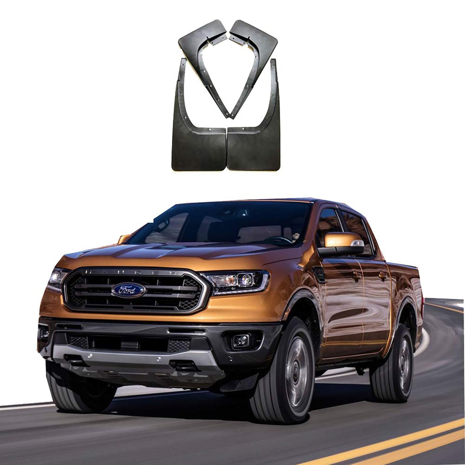 4 pcs Mud Flaps Compatible with Ford Ranger T6 2011-2019, Splash Guard Cover Mudguard Rain and snow protection Fenders body kit