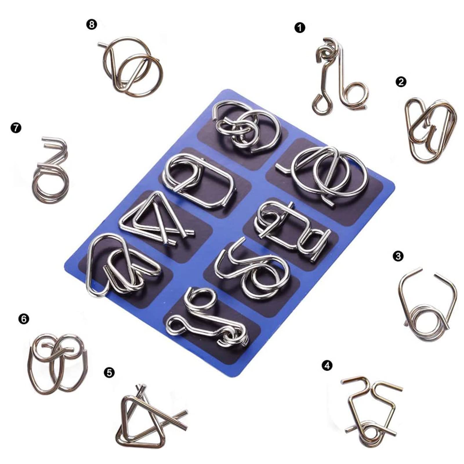 8 Pezzi Rompicapo Puzzle Giocattoli di Metallo Set - Giochi Logica Rompicapi per Adulti Gioco di Mente Puzzle di Ferro per Adulto - Giocattolo Bambini e Ragazzi #1