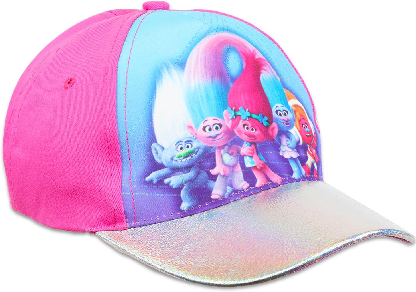 Trolls Hat for Girls 2 Pack Set - Bundle with 2 Trolls Poppy Baseball Capa for Kids Plus Stickers | Trolls Baseball Hat for Kids, Girls